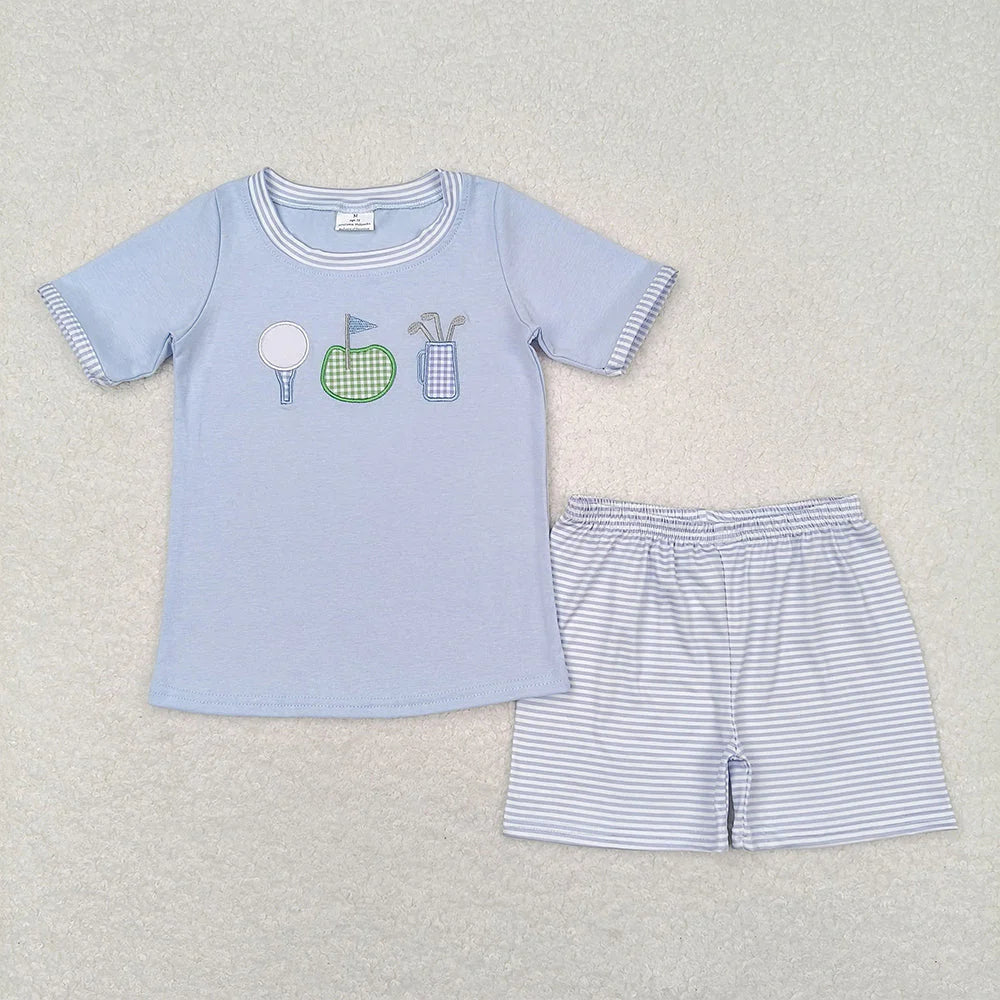 Sibling Baby Boys Embroidery Golf Shirt Top Shorts Summer Clothes Sets