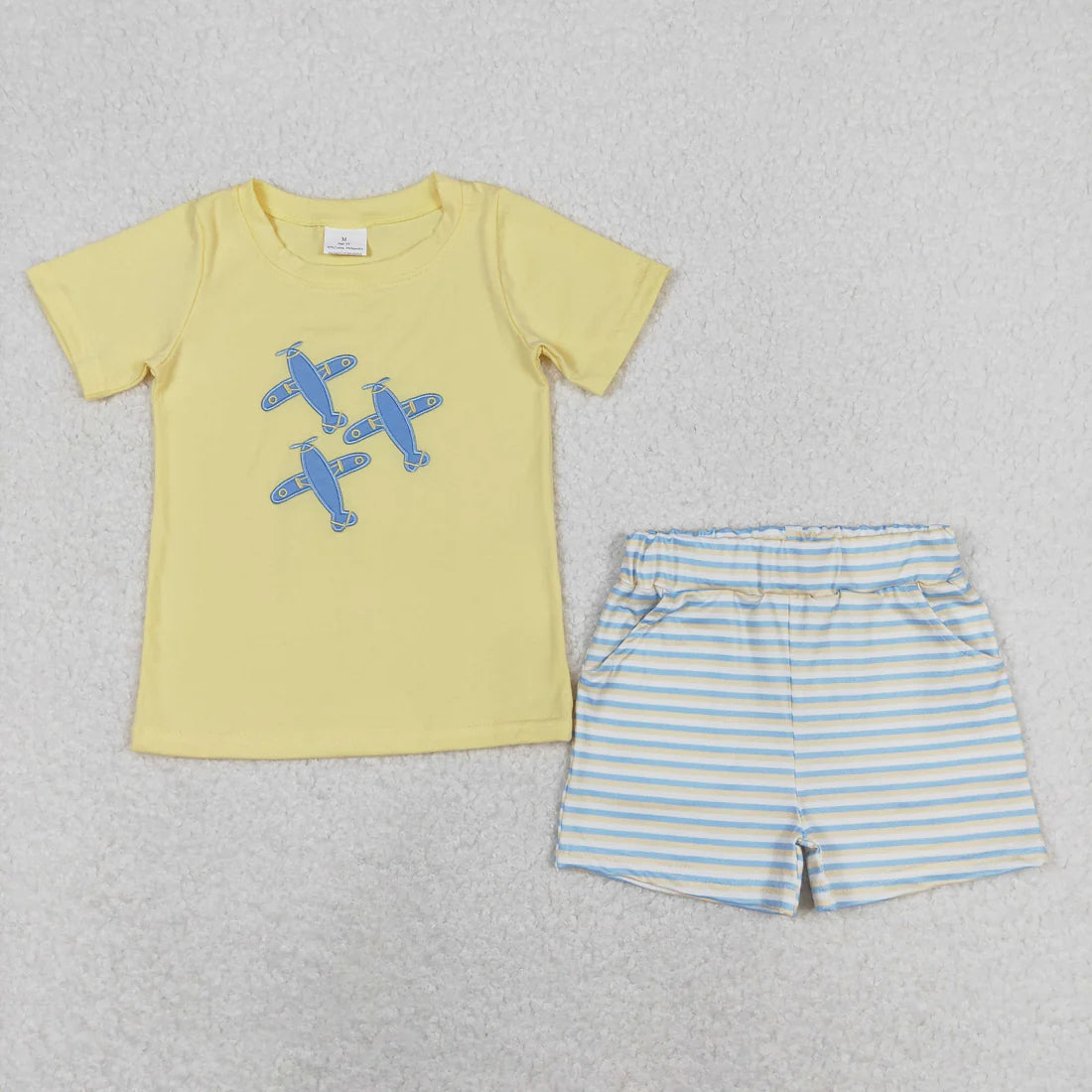 Sibling Baby Boys Embroidery Cars Planes Top Pockets Short Clothes Sets 3-6M to 7-8T