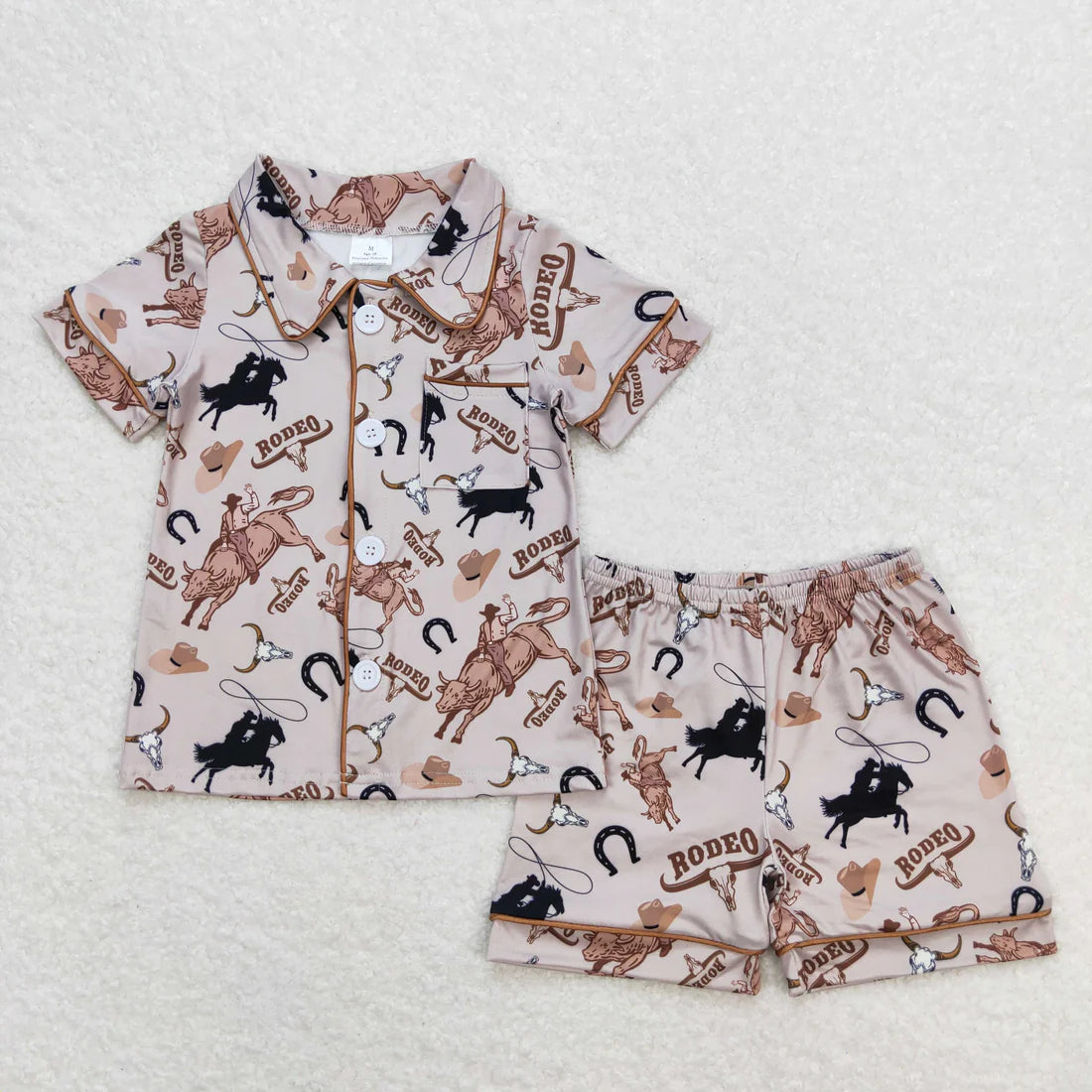 Sibling Baby Boys Button Top Shorts Summer Western Pajamas Sets