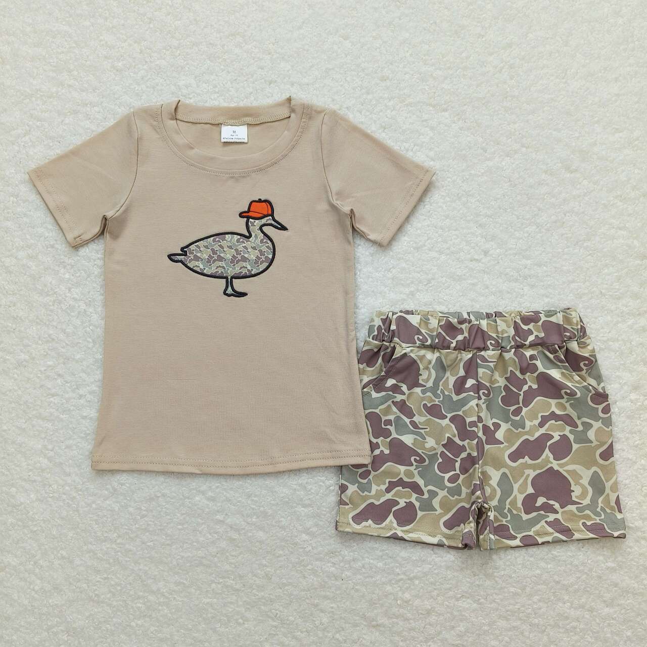 Sibling Baby Boys Embroidery Ducks Top Shorts Hunting Clothes Sets