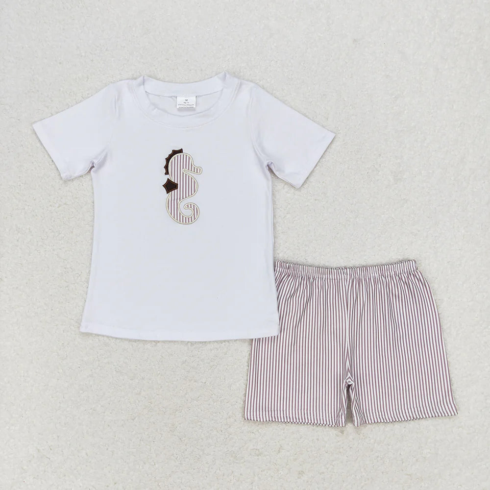 Sibling Boys Baby Girls Sea Horse Rompers Clothes Suits