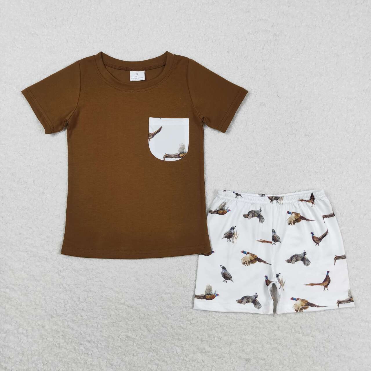 Sibling Baby Boys Short Sleeve Dogs Ducks Fishing Pocket Top Shorts Hunting Clothes Sets