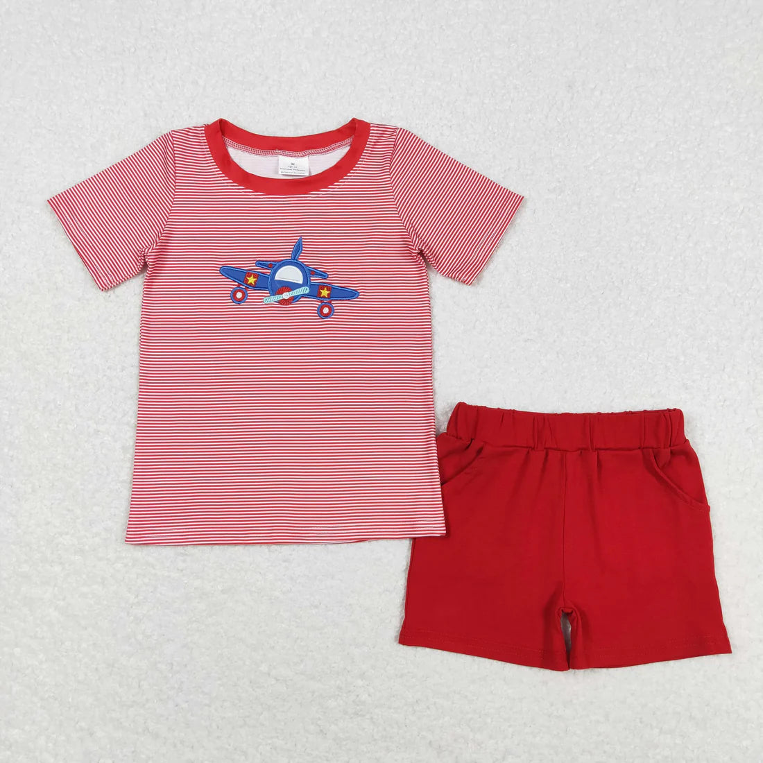 Sibling Baby Boys Embroidery Cars Planes Top Pockets Short Clothes Sets 3-6M to 7-8T