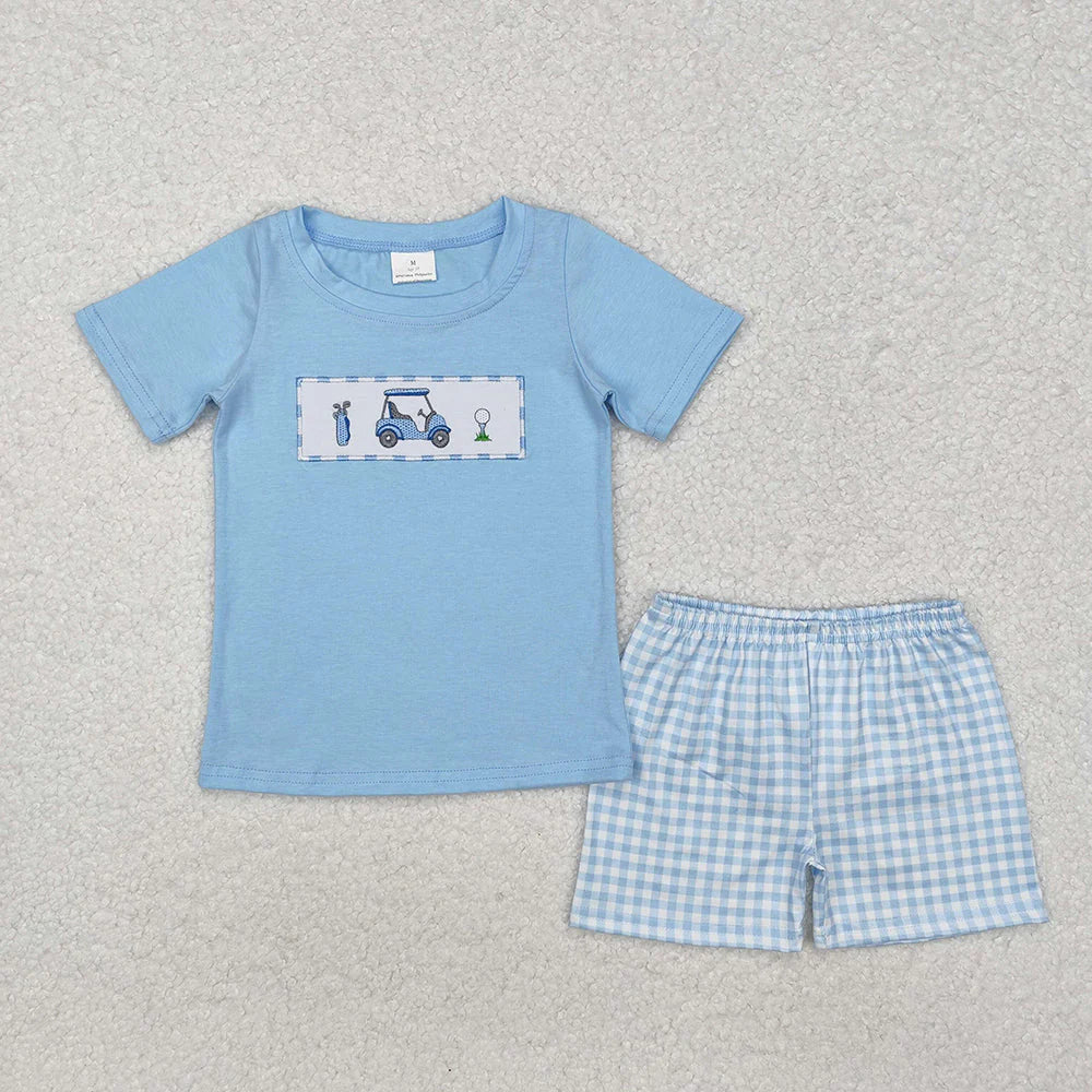 Sibling Baby Boys Embroidery Golf Shirt Top Shorts Summer Clothes Sets