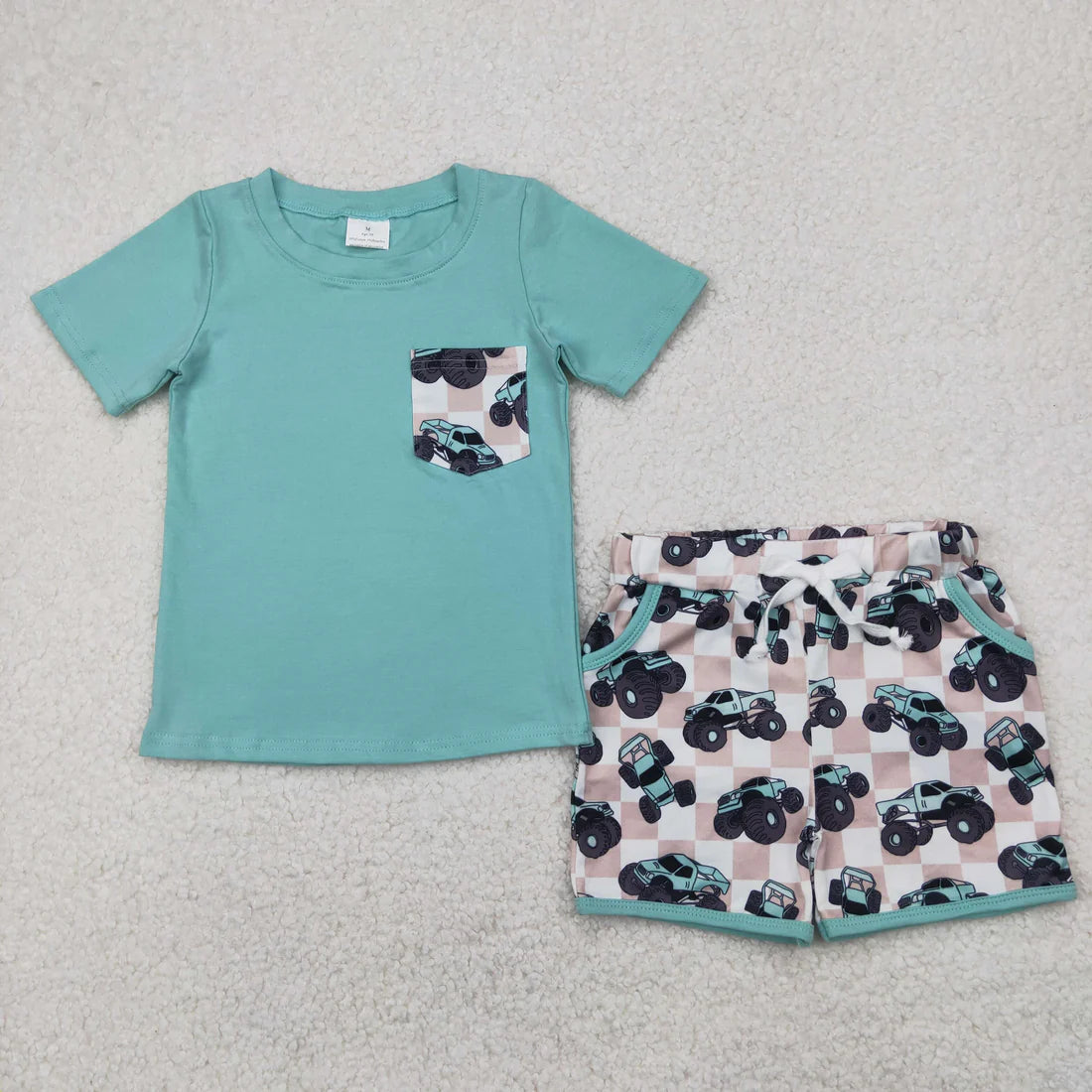Sibling Baby Boys Short Sleeve Cars Pockets Top Shorts Clothes Sets