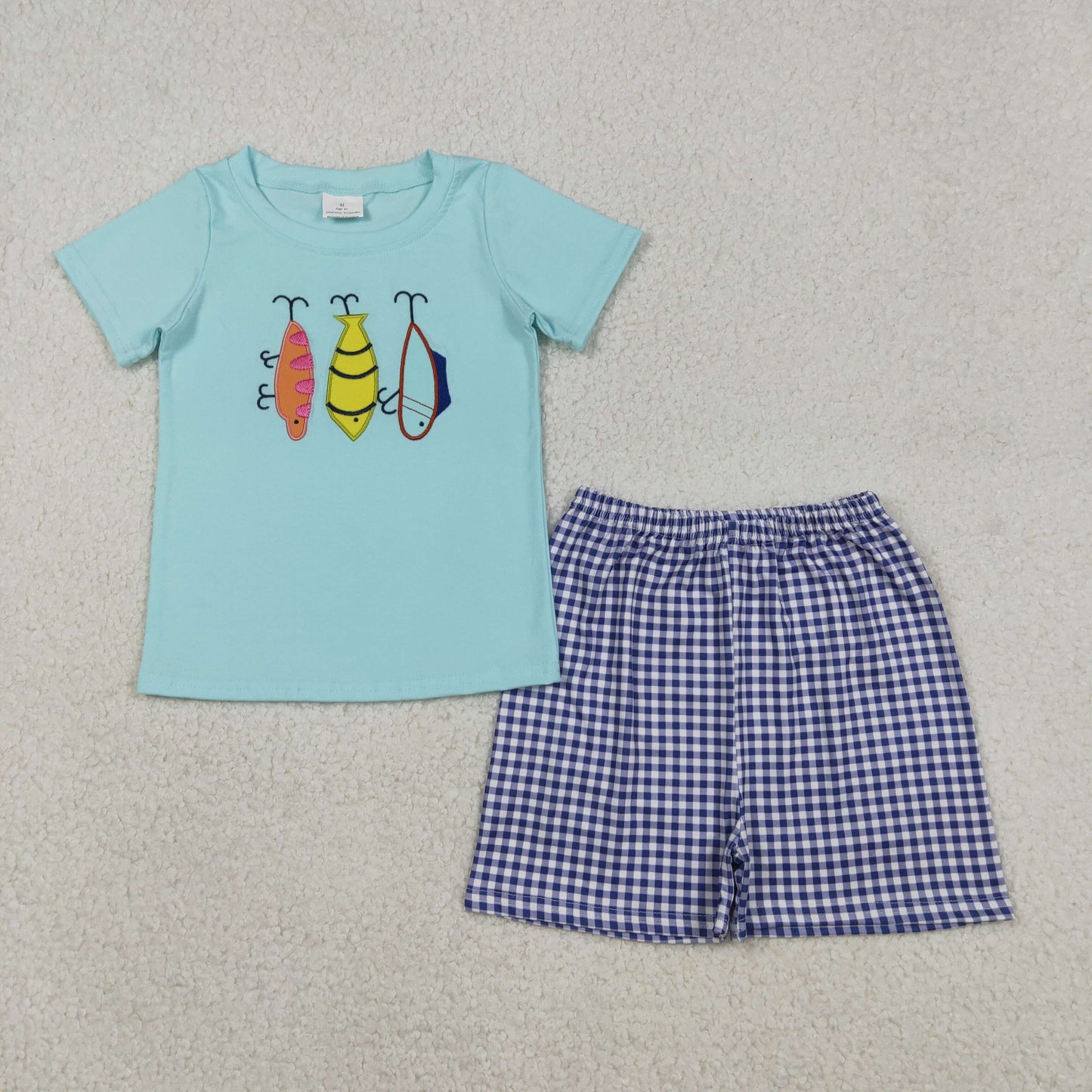 Sibling Baby Boys Short Sleeve Embroidery Fishing Top Shorts Hunting Clothes Sets