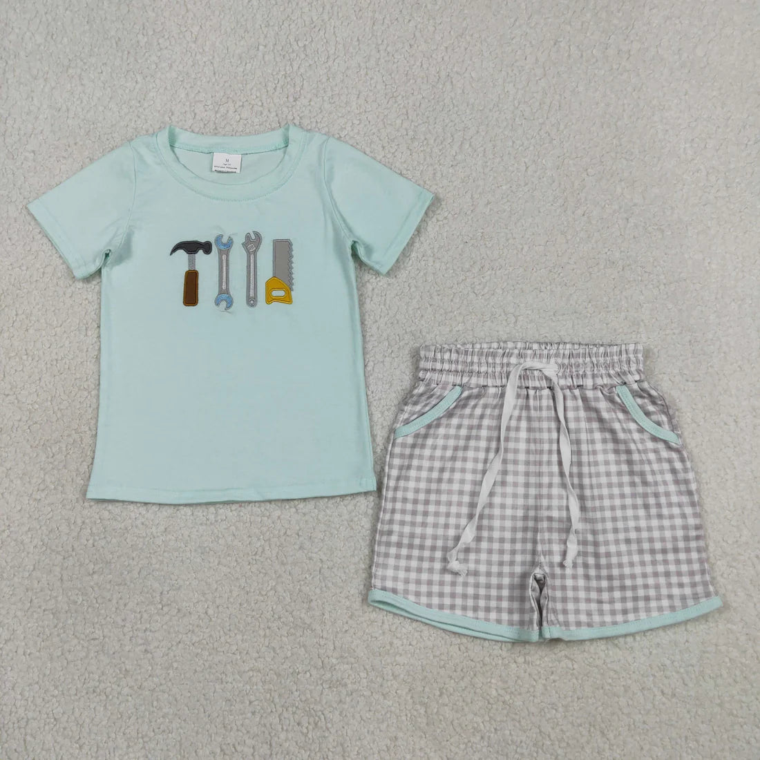 Sibling Baby Boys Summer Embroidery Top Pockets Shorts Clothes Sets