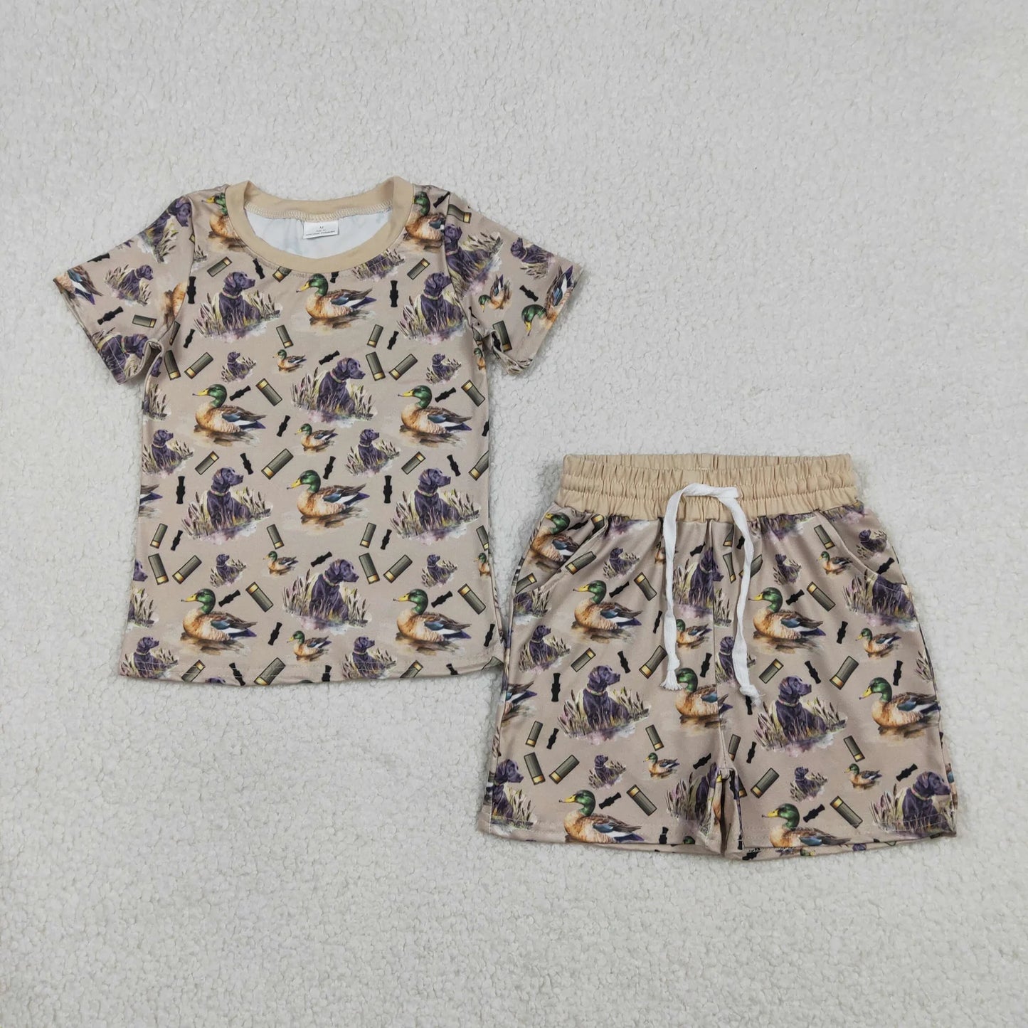 Sibling Baby Boys Deer Ducks Camo Top Pockets Short Hunting Pajamas Clothes Sets