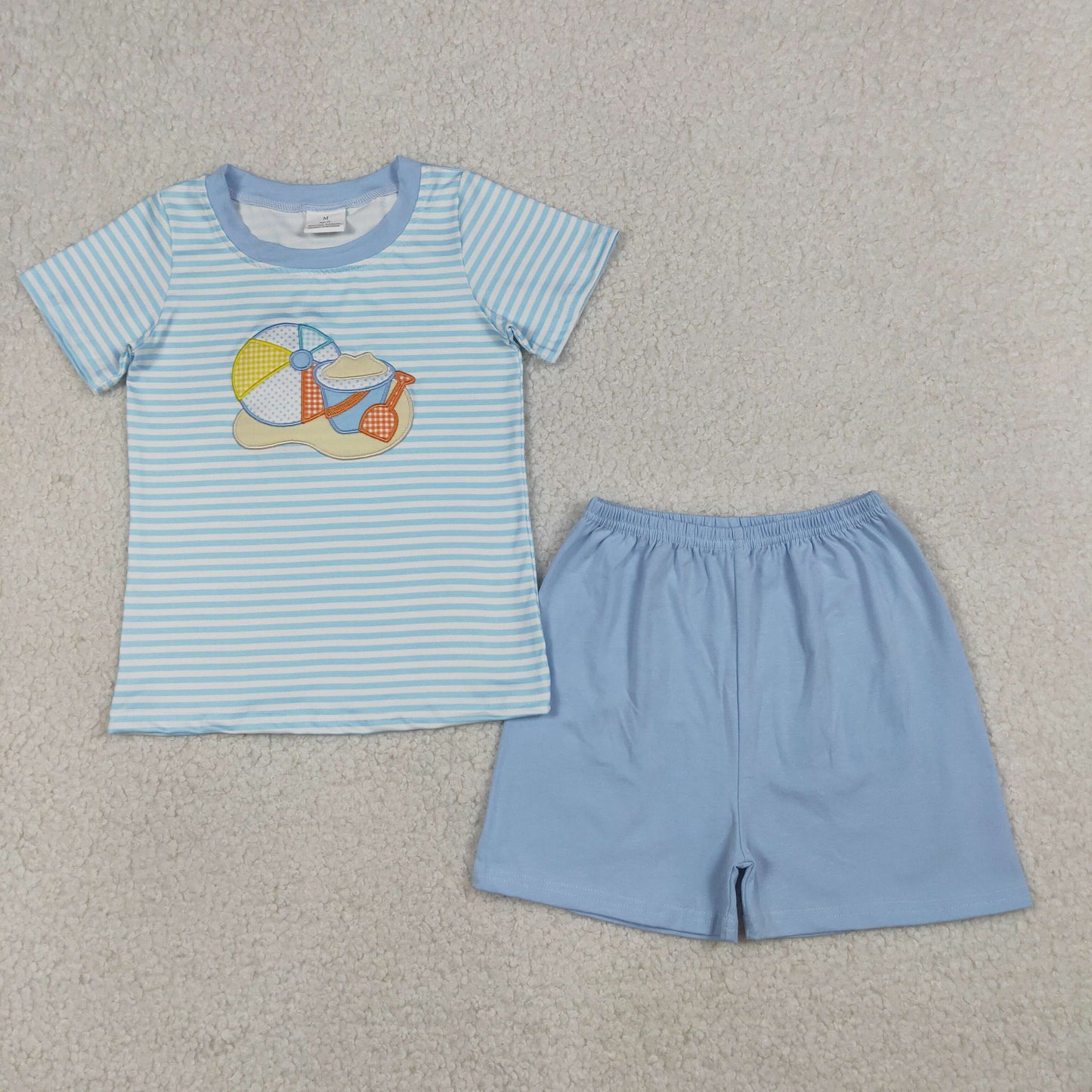 Sibling Toddler Girls & Boys  Embroidery Beach Short Sleeve Top with Shorts Outfit
