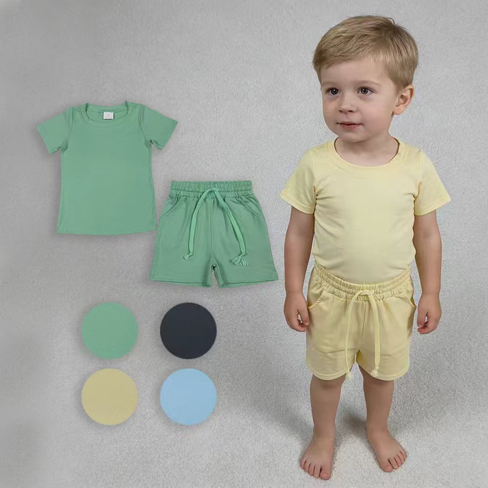 Boys 4-Color Cotton Short Sleeve T-Shirt & Shorts Summer Set Brothers Wear