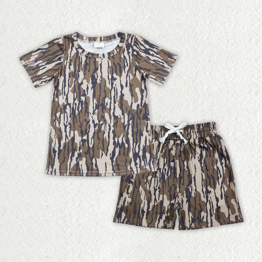 Sibling Baby Boys Short Sleeve Southern Camo Top Pockets Shorts Pajamas Clothes Sets