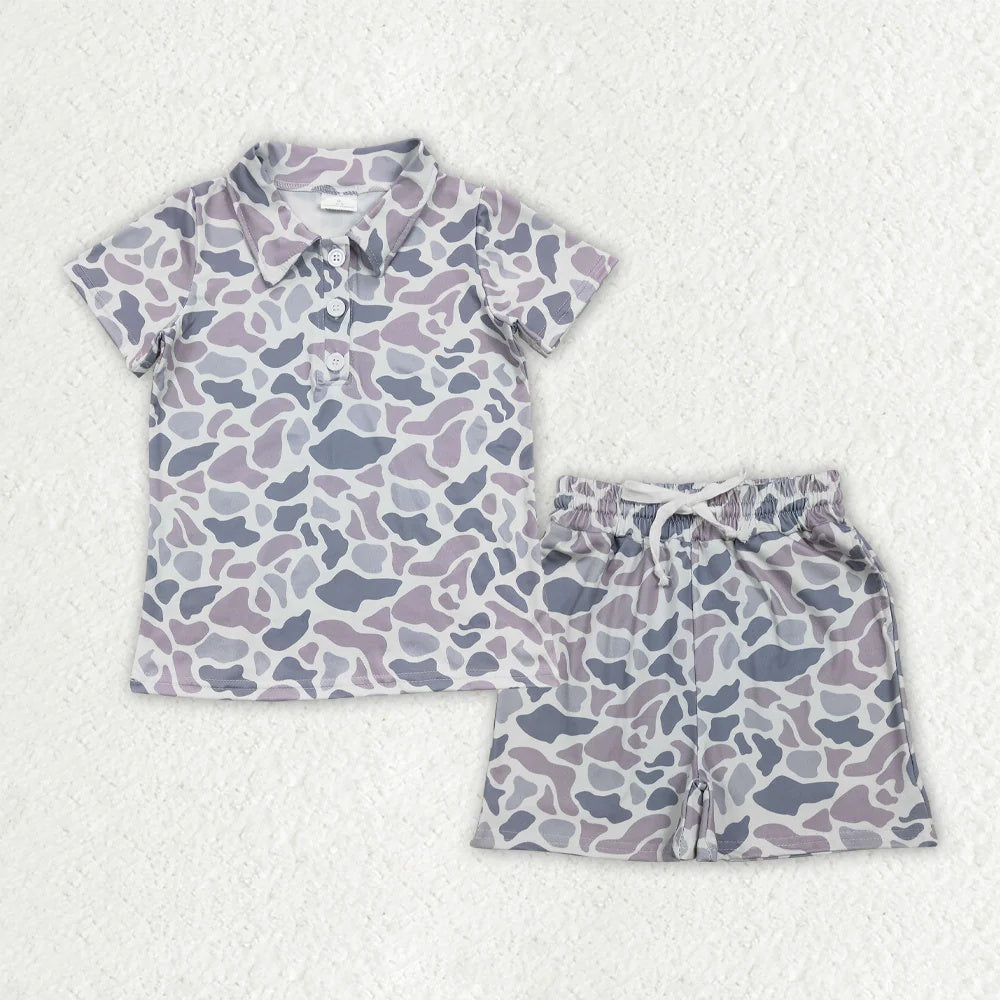 Sibling Baby Boys Camo Short Sleee Shirt Top with Shorts Outfit