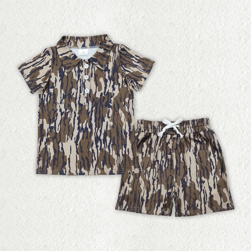 Sibling Baby Boys Camo Short Sleee Shirt Top with Shorts Outfit