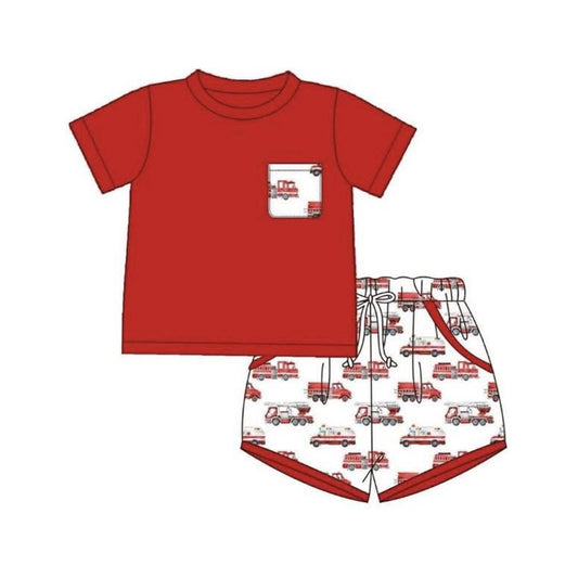 3.23  Baby Boys fire fighting truck shorts outfit