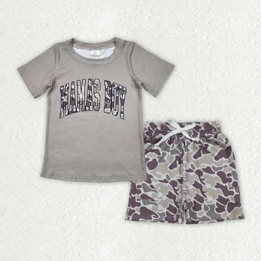 Toddler Boy "Mama's Boy" Camo Short Sleeve Top with Shorts Set