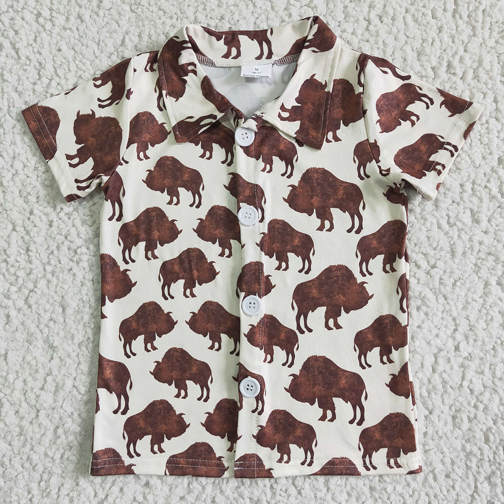 Sibling Baby Boys Short Sleeve Western Button Shirts Top