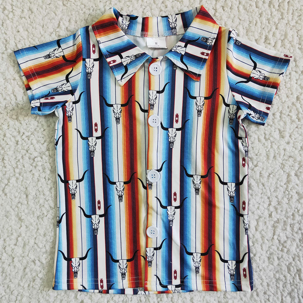 Sibling Baby Boys Short Sleeve Western Button Shirts Top