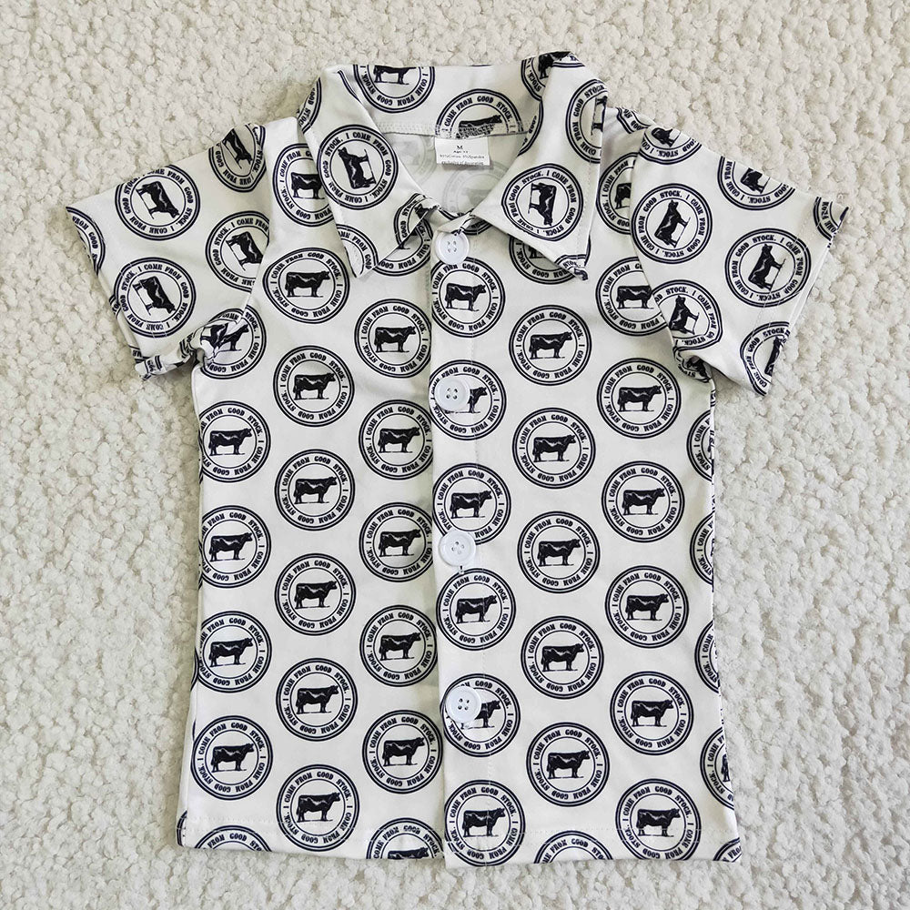 Sibling Baby Boys Short Sleeve Western Button Shirts Top