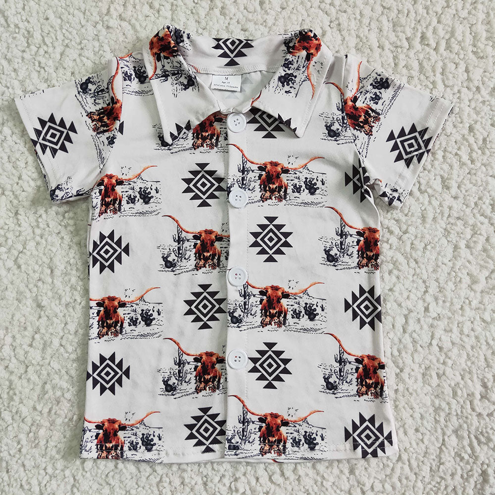 Sibling Baby Boys Short Sleeve Western Button Shirts Top