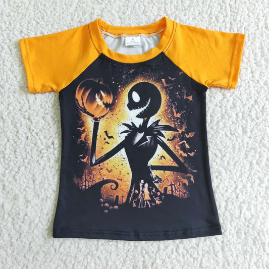 BT0042 Nightmar* Pumpkin Print Boys Halloween Tee Shirts Top