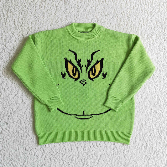 BT0099 Green Frog Smiling Kids Christmas Sweater
