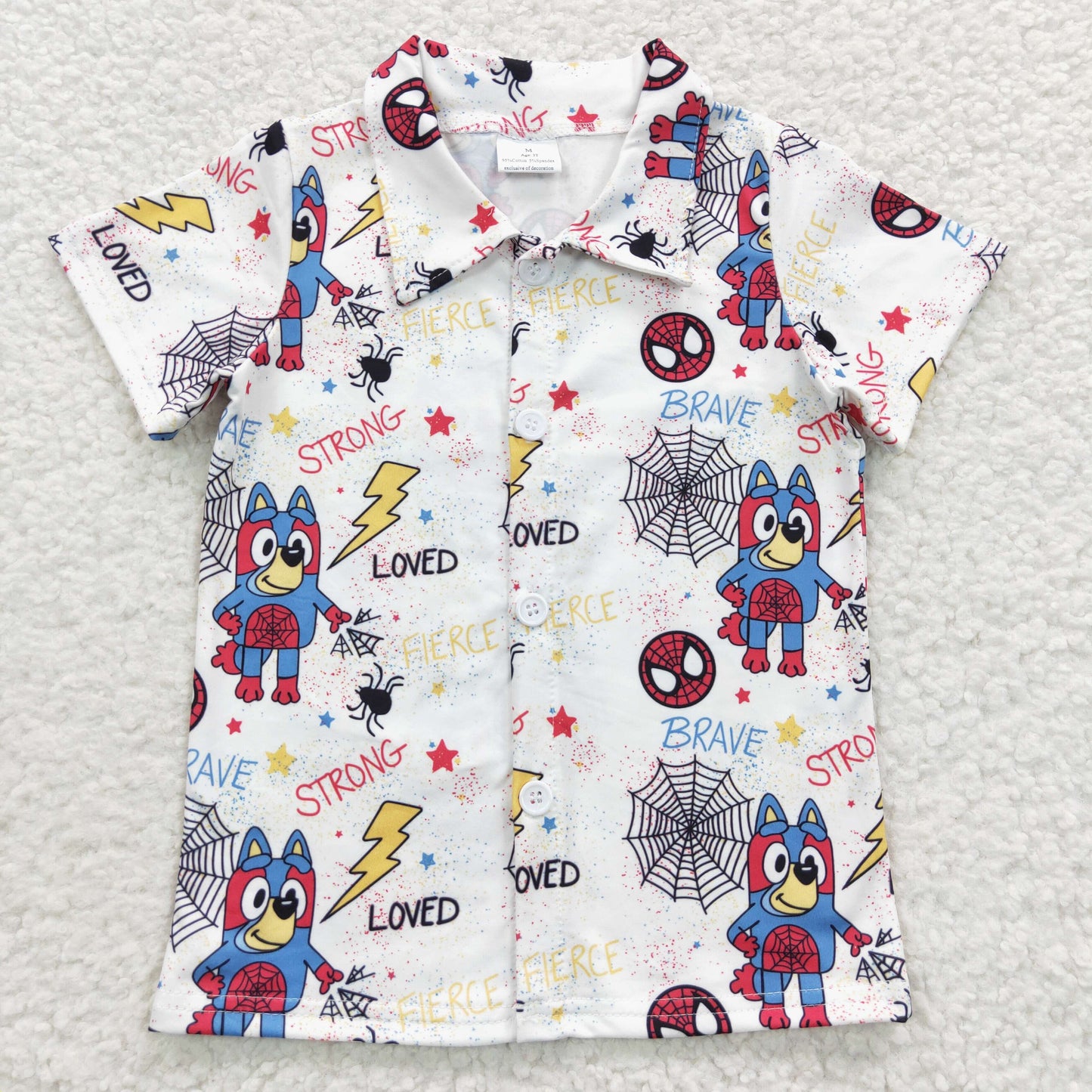 BT0223 Cartoon Dog Web Print Boys Halloween Tee Shirts Top