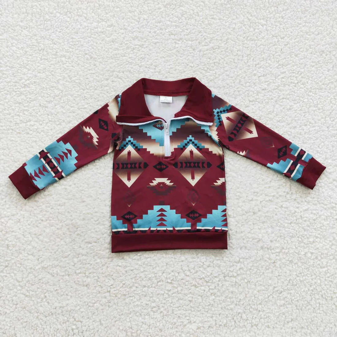 Toddler Boys Wetern Cowboy Aztec Long Sleeve Half Zipper Pullover Top
