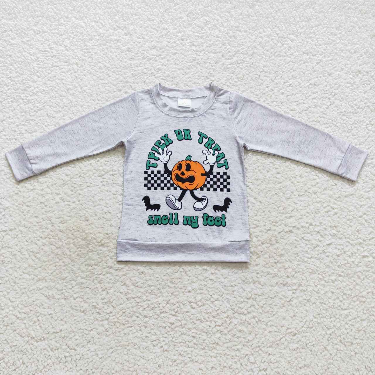 BT0320 Trick Or Treat Print Kids Halloween Tee Shirts Top