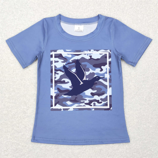 BT0438 Baby Boys Blue Camo Duck Short Sleeve T-shirt Top