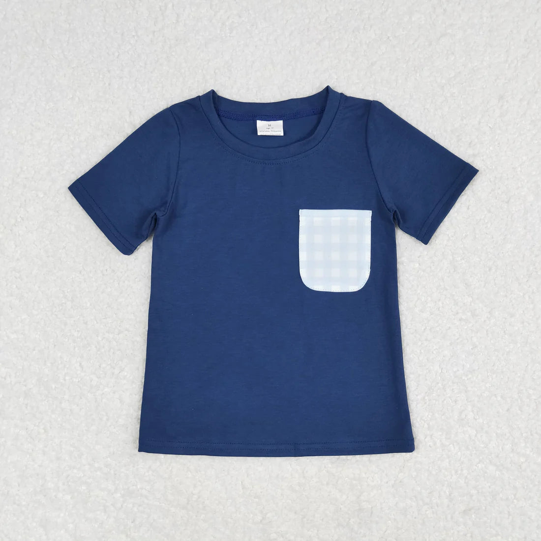 Baby Boys Hot Blue Short Sleeve Checked Pockets Tee Shirts Tops