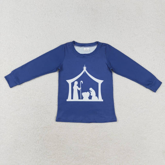 BT0774 Nativity Print Boys Christmas Tee Shirts Top
