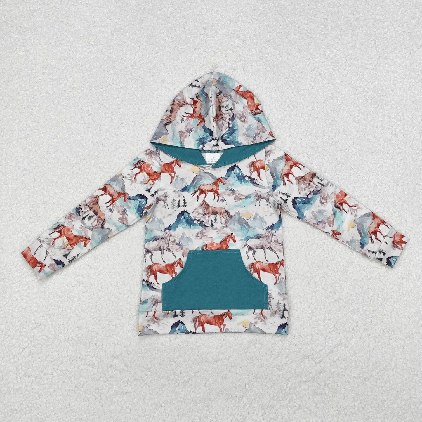 Sibling Baby Boys Long Sleeves Southern Hunting Camo Horses Zip Pockets Hoodies Top