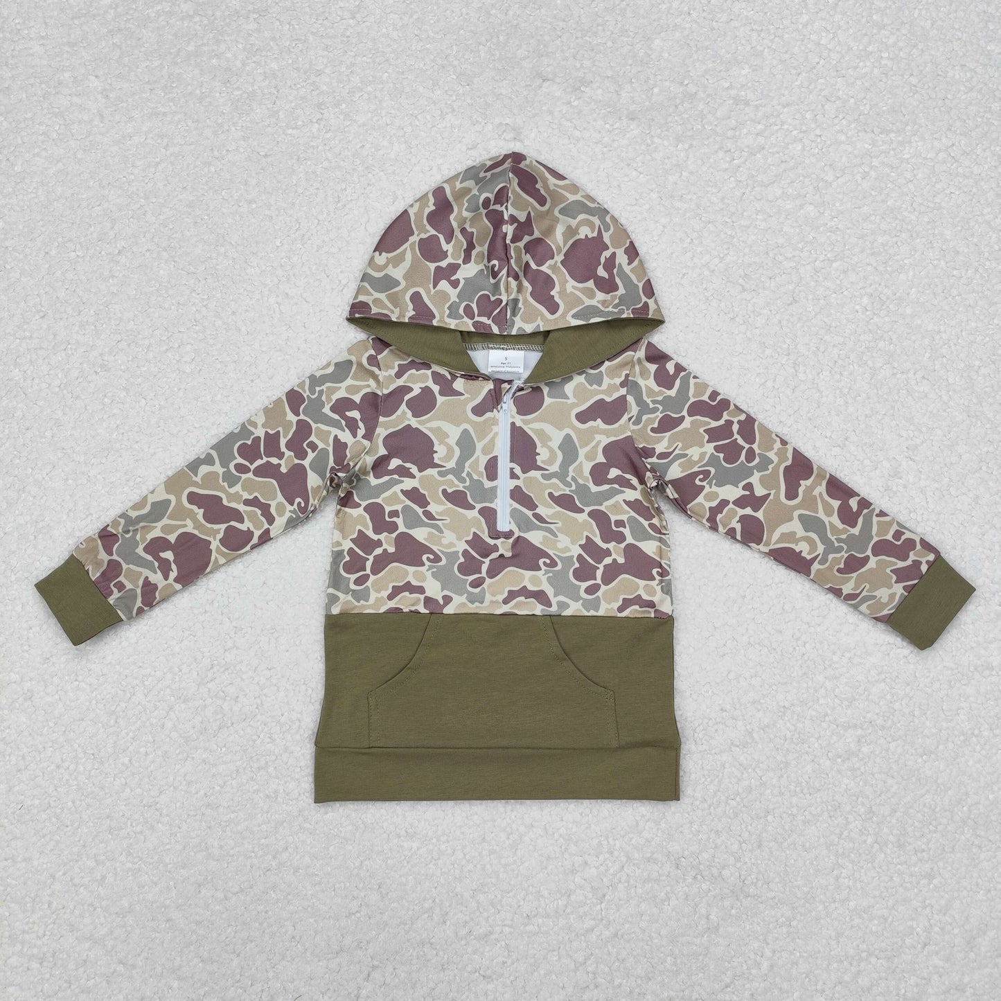 Sibling Baby Boys Long Sleeves Southern Hunting Camo Horses Zip Pockets Hoodies Top