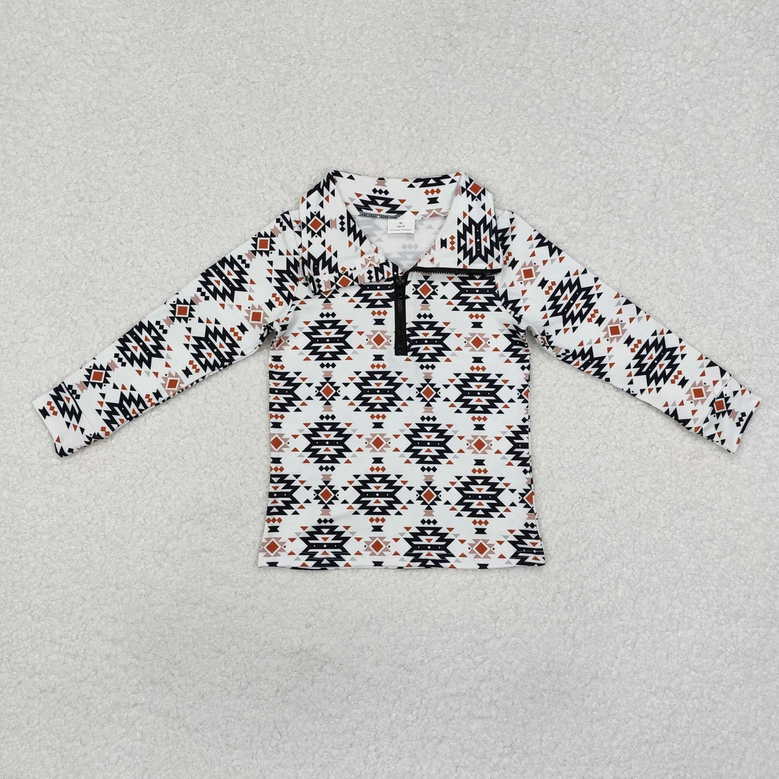 Toddler Boys Wetern Cowboy Aztec Long Sleeve Half Zipper Pullover Top