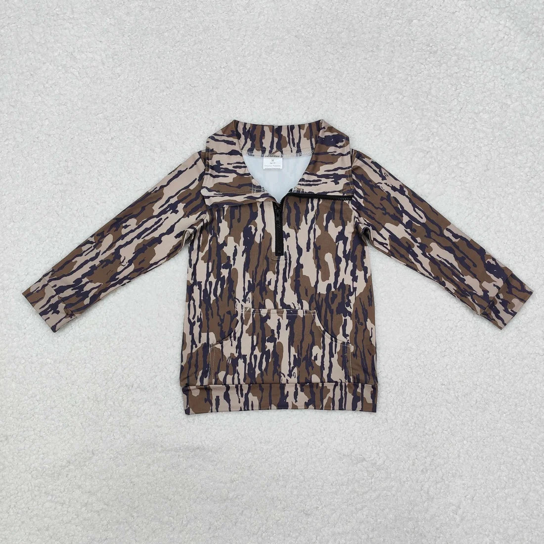 Toddler Boys Hunting Camo Long Sleeve Half Zipper Pullover Top