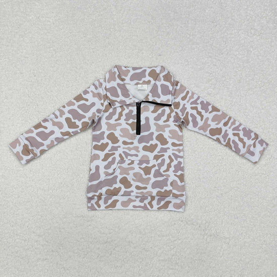 Toddler Boys Hunting Camo Long Sleeve Half Zipper Pullover Top