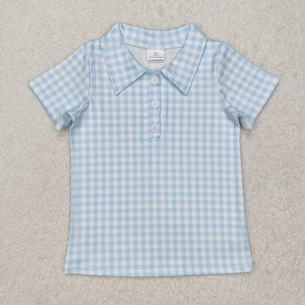 Baby Boys Blue Checkered Buttons Shirts Tops