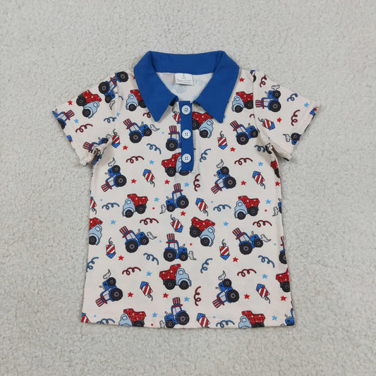 Sibling Baby Boys Short Sleeve 4th of July Button Polo Shirts Top
