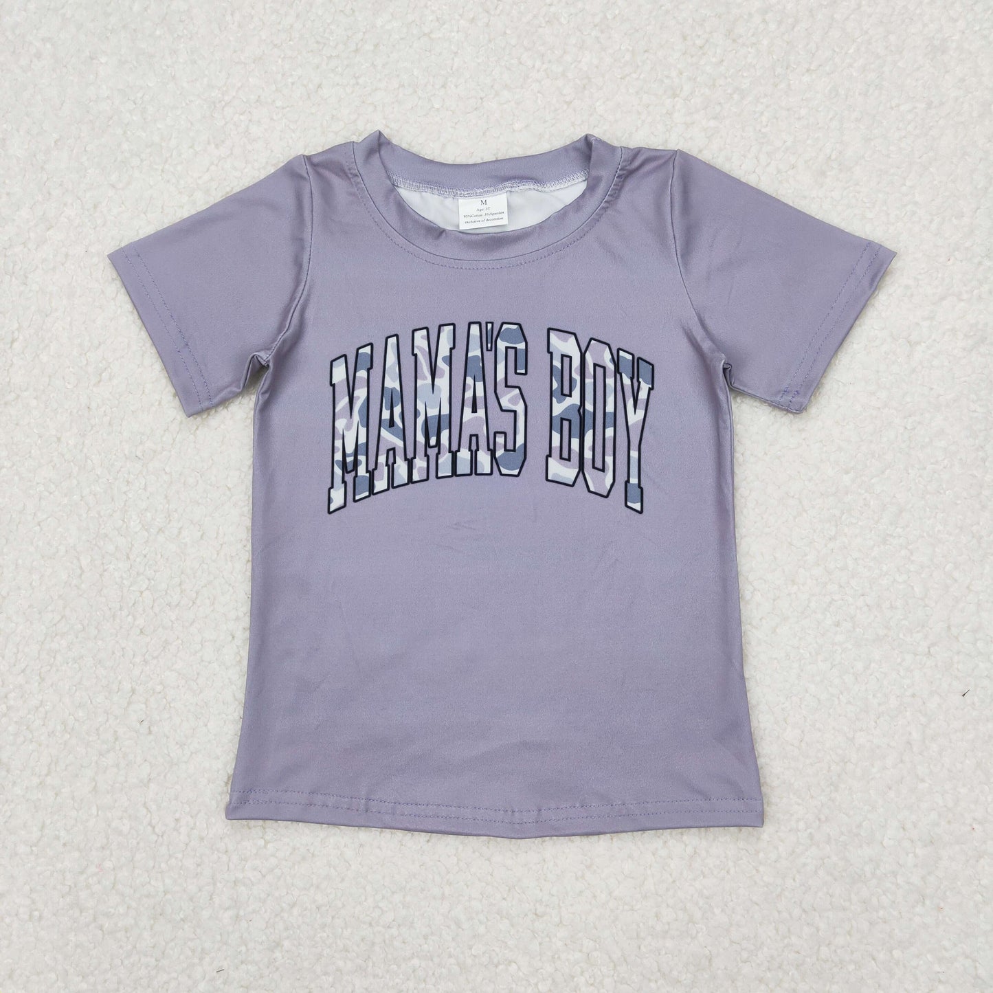 Sibling Baby Boys Short Sleeves Camo Mama's Boy Tee Shirts Tops