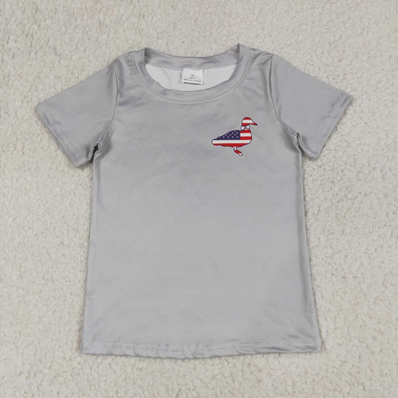 BT1199  Duck Flag Print Baby Boys 4th of July Short Sleeve Tee Shirt Top
