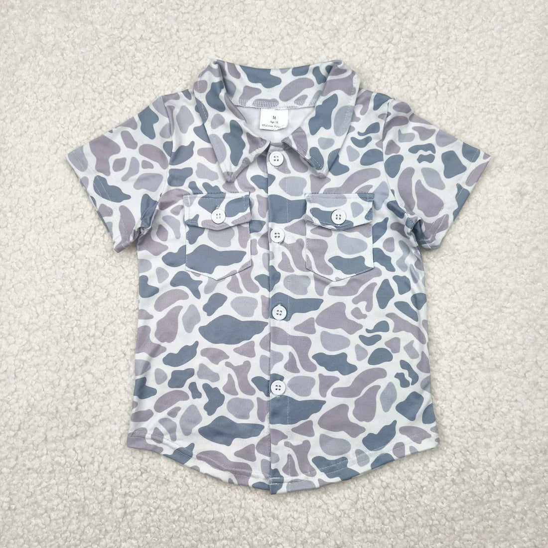 Sibling Baby Boys Southern Camo Short Sleeves Button Pockets Shirts Tops