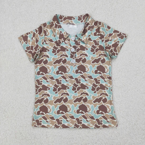 Sibling Baby Girls Short Sleeve Southern Hunting Camo Button Polo Shirts Top