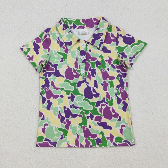 Sibling Baby Girls Short Sleeve Southern Hunting Camo Button Polo Shirts Top