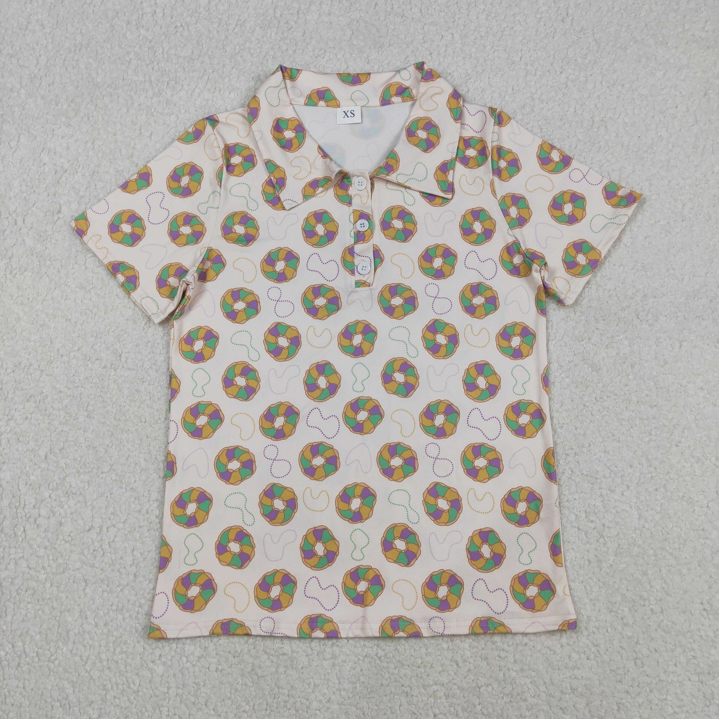 Family Adult Kids Mardigras Donuts Dress Button Polo Shirts Tops Skorts Clothes Set Yoga Shorts
