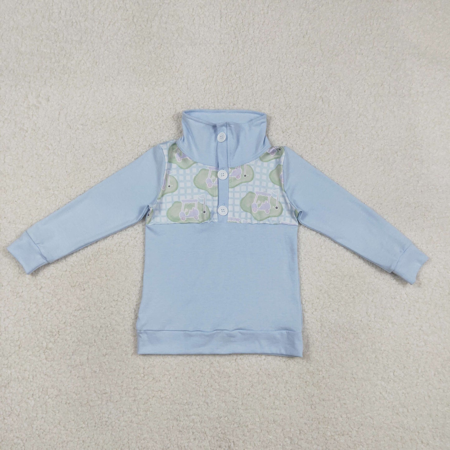 Sibling Baby Boys Girls Long Sleeve Golf Checked Button Pullovers Top