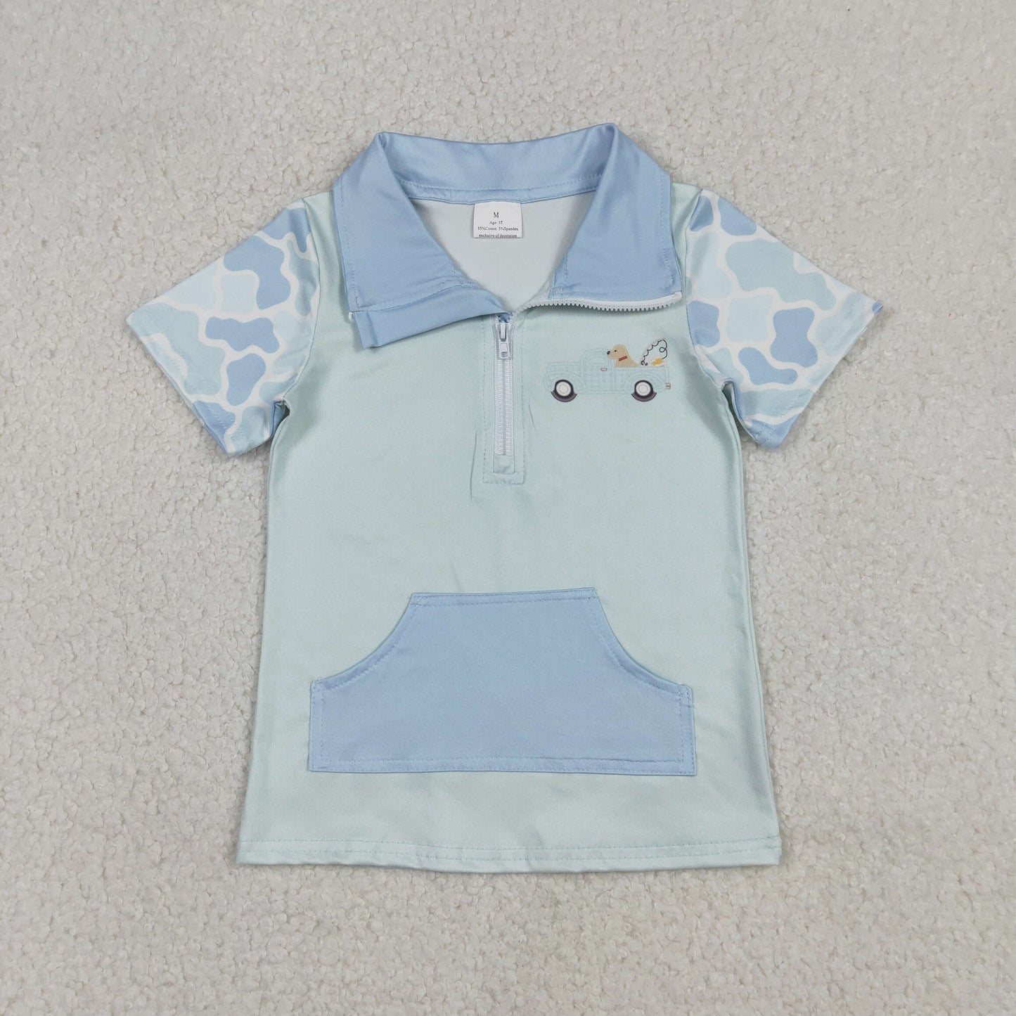 Sibling Baby Boys Short Sleeve Southern Camo Zipper Pockets Deer Dogs Hunting Pullovers Top