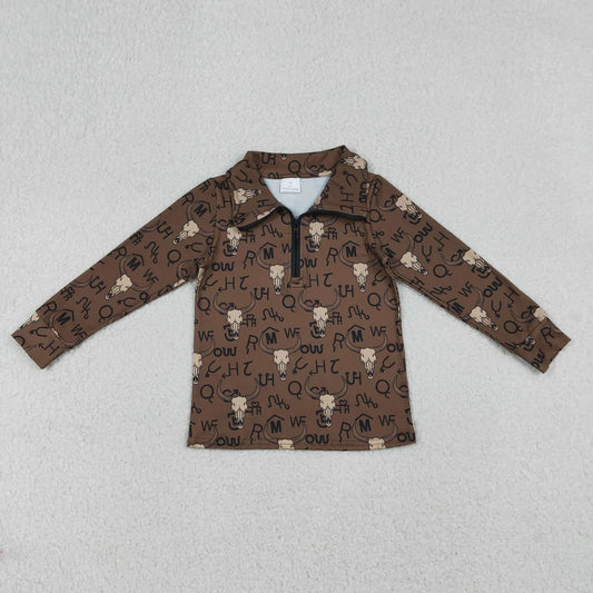Toddler Boys Wetern Cowboy Aztec Long Sleeve Half Zipper Pullover Top