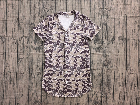 Adult Men Short Sleeve Southern Grey Camo Button Shirts Top Preorder