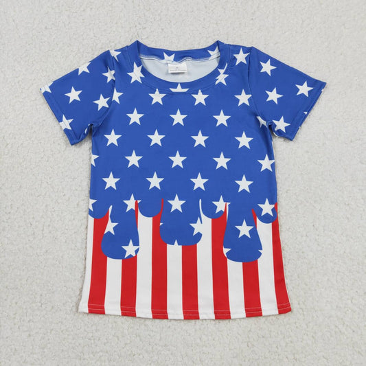 BT1741 Stars Drip Print Boys 4th of July Tee Shirts Top