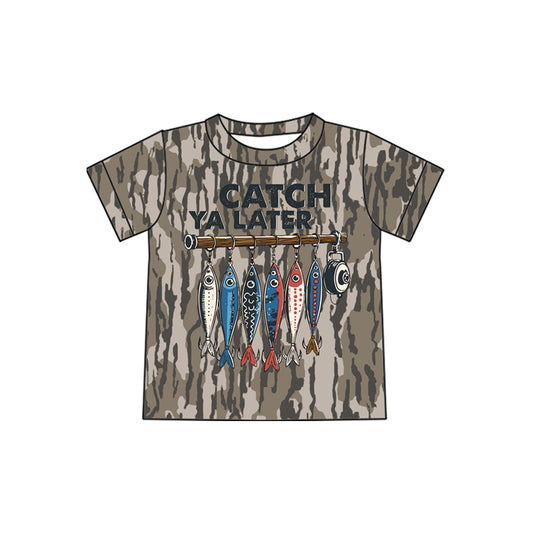 4.3 Toddler Boys Camo Catch Ya Later Fishing Graphic T-Shirt, Bottomland Camo Lure Print Tee Preorder